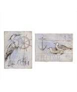 Nautical Wall Plaques Set of 2 Beach Cottage Welcome Bird Anchor Captain Seaside - $44.54