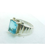 BLUE TOPAZ Sterling Silver RING - Designer signed - Size 7 3/4 - FREE SH... - $75.00
