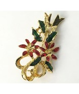 Vtg Angel Pin Costume Jewelry Lapel Holly Mistletoe Christmas Brooch - $7.91