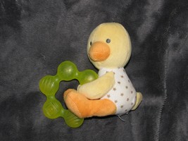 Carter's /Child of Mine Baby Duck on Teether Ring 4.5" Tall Stuffed Plush Stars - $14.84