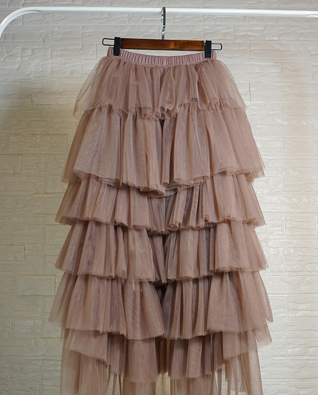 High Low Tulle Skirt Long Layered Tutu Skirt Outfit Plus Size Brown ...