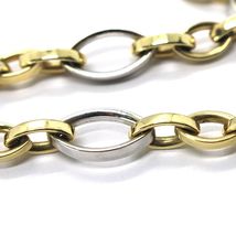 SOLID 18K YELLOW WHITE GOLD BRACELET, OVAL EYE ALTERNATE LINK, MADE IN ITALY image 3