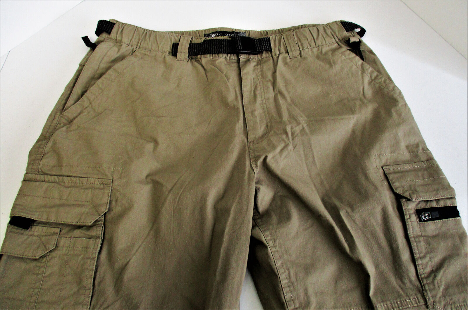 BC Clothing Men's Lined Adjustable Belted Cargo Pant Tan Large X 30 ...