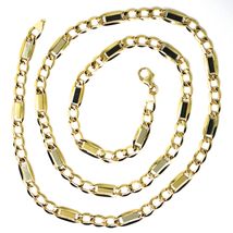 18K YELLOW WHITE GOLD CHAIN GOURMETTE & FLAT PLATES SQUARE LINKS 5.8 mm, 24" image 4