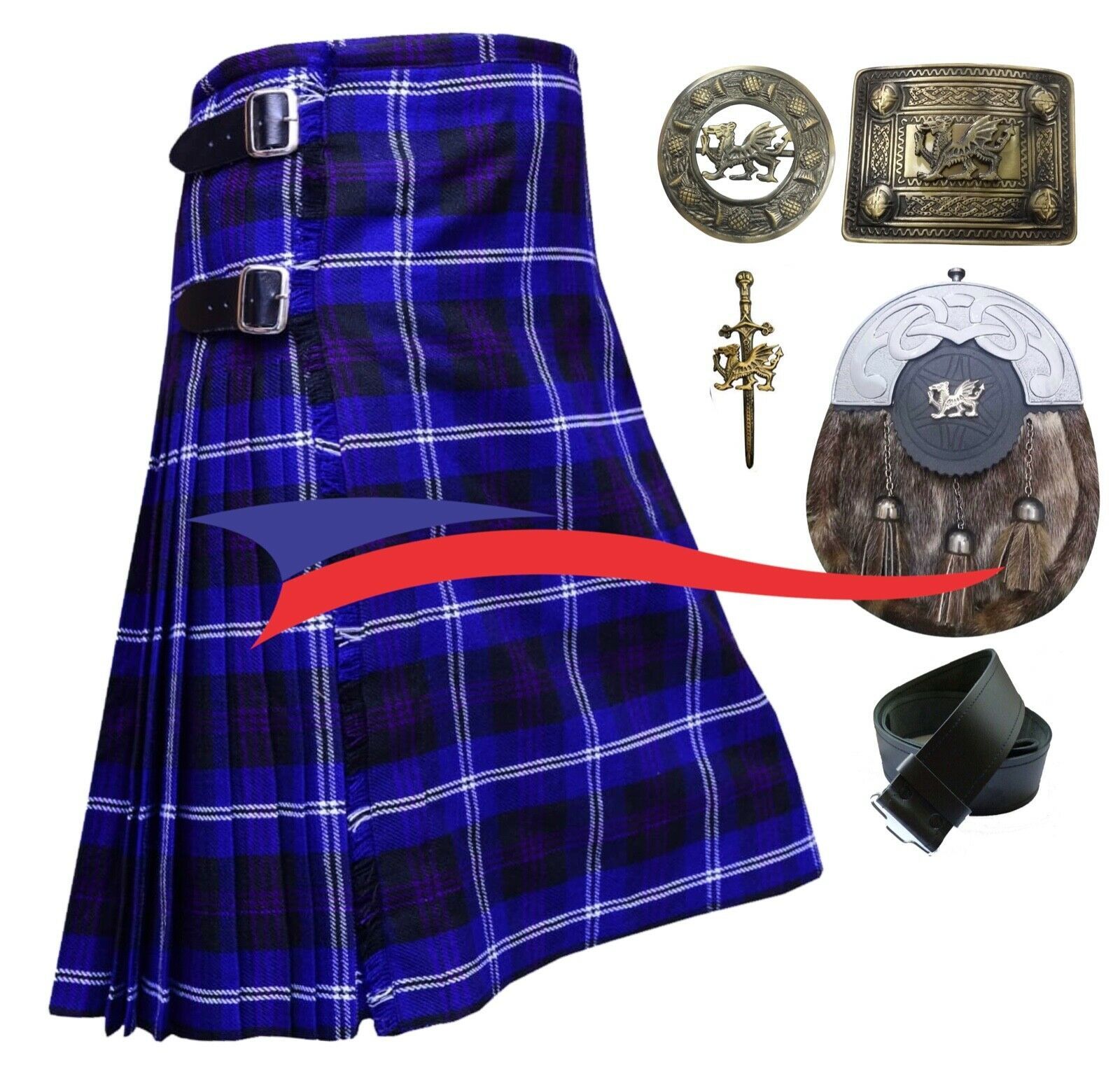 Scottish 8 Yard Tartan Kilt For Men Salvation Army Tartan Kilt Made
