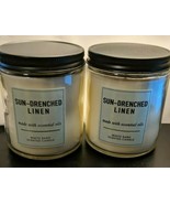 BATH & BODY WORKS (LOT/ 2) WHITE BARN SUN DRENCHED LINEN CANDLES 7OZ. - $19.95