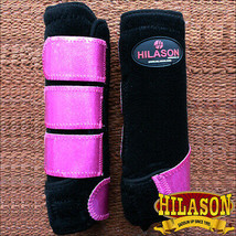 M- Hilason Glitter Horse Rear Leg Medicine Sports Boot Pair U-NK-M - $64.30