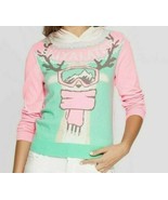 Well Worn Ski You Later Ugly Holiday Graphic Sweatshirt Juniors Green/Pi... - $12.35