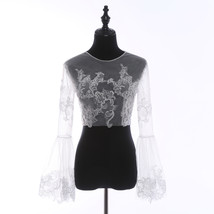 Long Sleeve Crop Lace Tops Empire Style Wedding Bridesmaids Lace Tops Plus Size