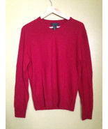 NWT Tahari Pure Luxe 100% Cashmere Men&#39;s Deep Red V Neck Sweater L $245 - $168.00