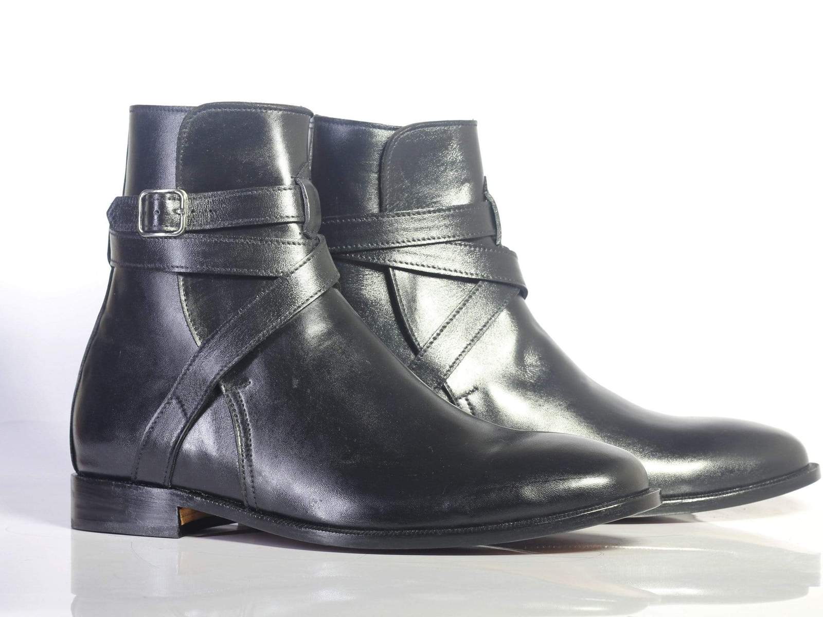 Bespoke Black Leather Ankle Jodhpurs Boots For Men's Boots