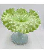 Hobnail Art Glass Green Jack in the Pulpit Vase Glass Ruffle Victorian A... - $148.50