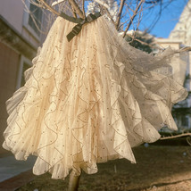 Ivory Polka Dot Tulle Skirt , Ivory Tulle Maxi Skirt Wedding by Dressromantic image 4