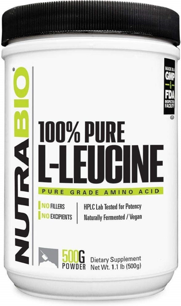 NutraBio 100% Pure L-Leucine Powder - 500 Grams