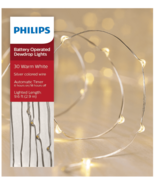Philips 30ct Christmas Battery Oper. LED String Fairy Dewdrop Lights War... - $4.99