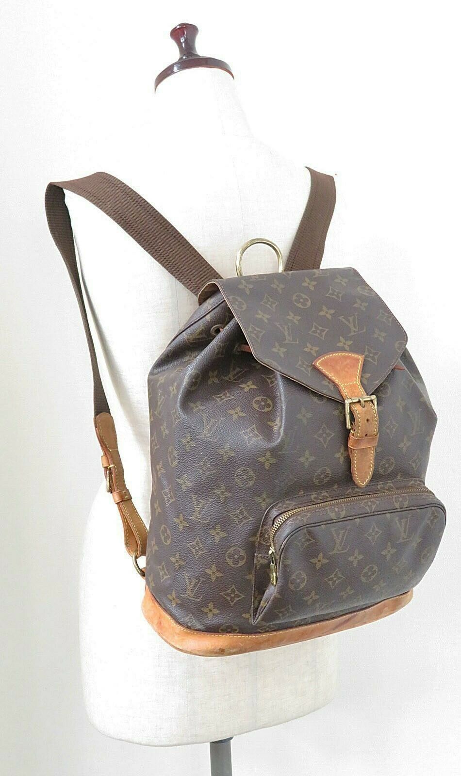 Authentic LOUIS VUITTON Montsouris GM Monogram Backpack Bag #35066 - Women&#39;s Bags & Handbags