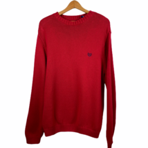Chaps Sweater Mens L Red Pullover 100% Cotton Knit Crew Neck Ralph Laure... - $10.00