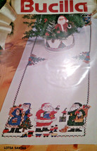 Bucilla 83071 Christmas Lotsa Santas Tablerunner Stamped Cross Stitch Kit 1993 - $57.89
