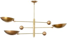 NauticalMart 3 Light Pendant Mid Century Modern Raw Brass Sputnik Chandelier Lig image 1