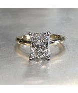 2Ct Radiant Real Moissanite Solitaire Engagement Ring 14K White Gold Plated - $141.17
