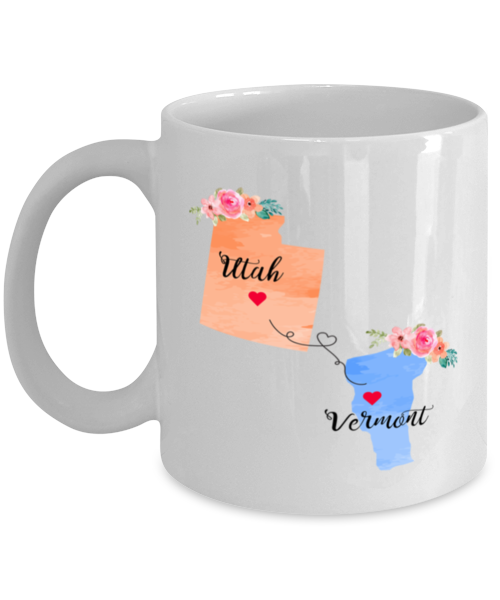Utah Vermont Gifts | Long Distance State Coffee Mug | State to State | Away