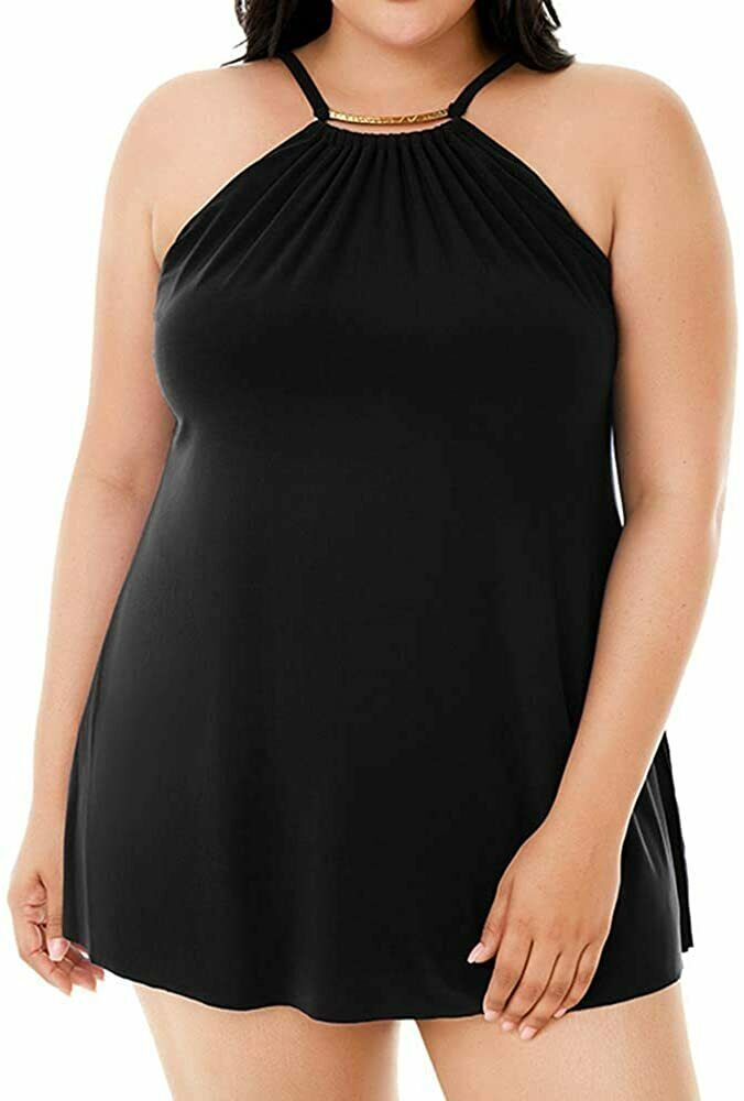 Magicsuit BLACK Plus Size Swimwear Parker Tummy Control Bra Swimdress ...