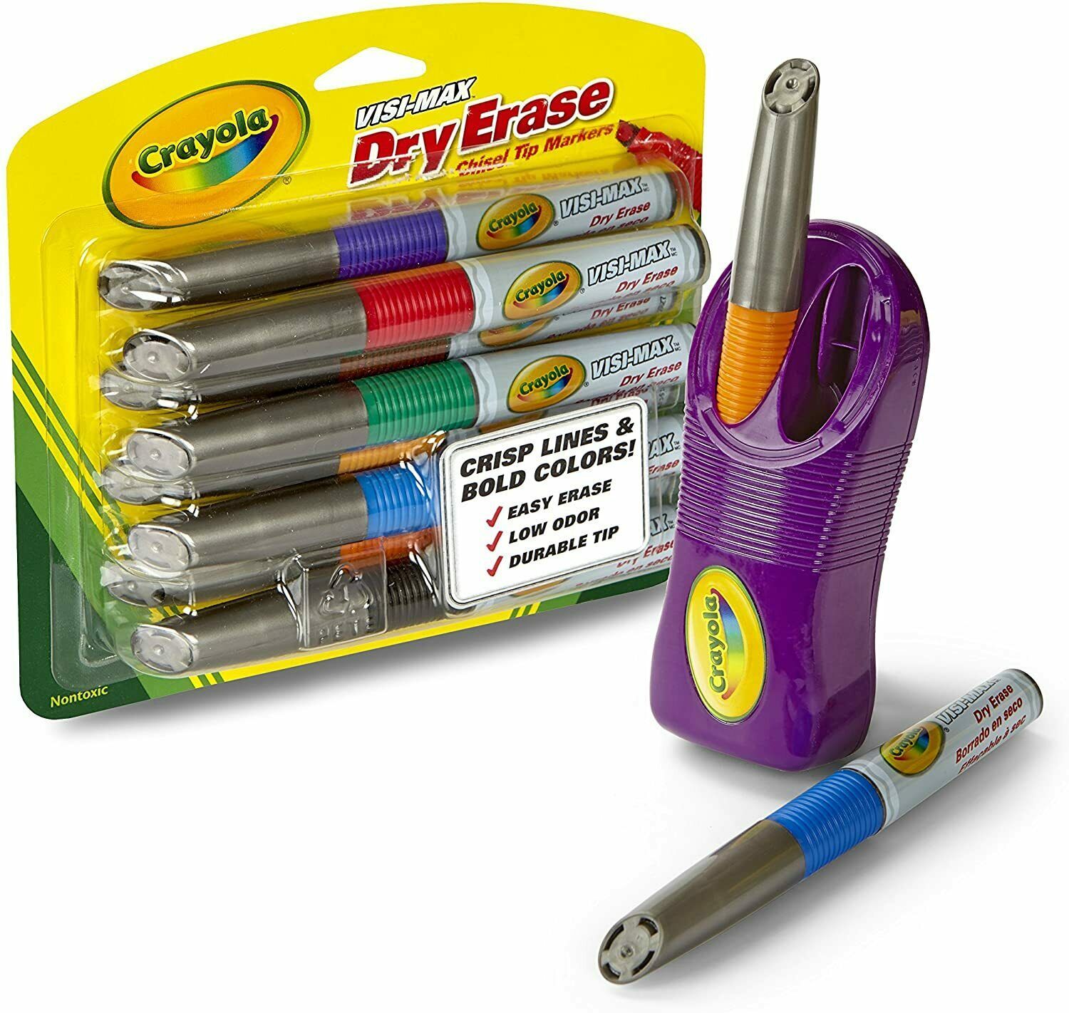 Crayola Dry Erase Markers & Magnetic Eraser Set Classroom Supplies, 9 ...