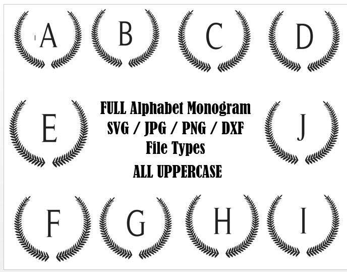 26 Full Uppercase Alphabet Monogram for Cricut / Stencil / svg png dxf jpg