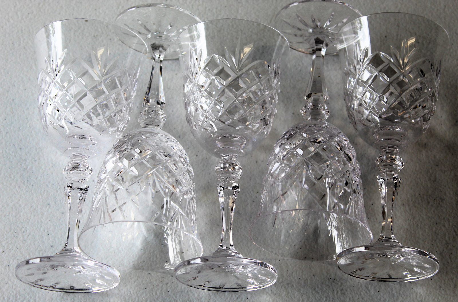 Galway Crystal Ireland Oranmore Set of 5 Red Wine Crystal Glasses Crystal