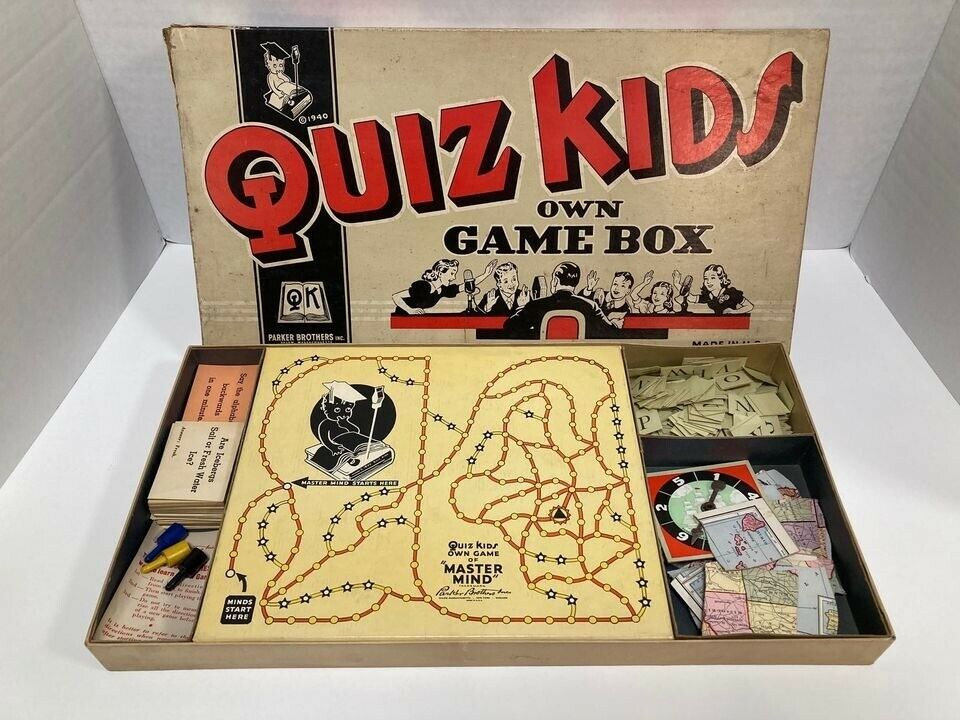 Vintage 1940 Quiz Kids Own Game Box Parker Brothers Board Game