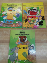 Lot 3 Walt Disney's Puppet Books Copyright 1976 1981 Donald Duck Bambi Mickey - $24.74