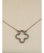  Sterling Silver Diamond Necklace Silver 1/10 CT Circular Cross  - $89.95