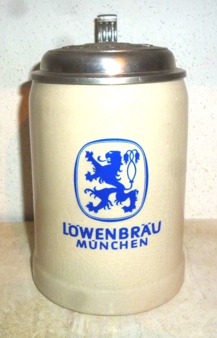 Lowenbrau Munich lidded 0.5L German Beer Stein Germany
