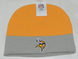 NFL Team Apparel Licensed Minnesota Vikings Yellow Gray Knit Cap image 1