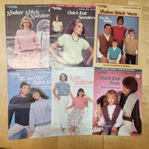 Lot of 6 Vintage 80s Leisure Arts Sweater Knitting Pattern Leaflets - $19.79