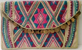 Target 2012 Limited Edition Clutch Purse Embroidered Boho Gold Disks Hip... - £15.57 GBP