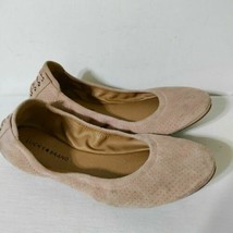 Lucky Brand Suede Ballet Flats 10M Echo Blush Perforated Leather Laceup ... - $25.23
