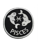 Pisces Zodiac Embroidered Iron On Patch 2.9&quot; Choose Hook &amp; Loop or Iron On - $5.87