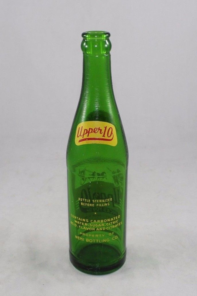 UPPER 10 oz Soda Bottle Nehi Bottling Co. 1952 DuraGlas Green Marlin