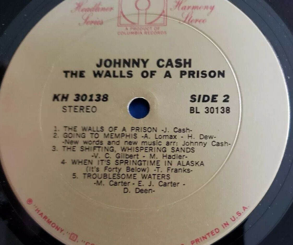 Vintage LP 33 1/3, Columbia, Johnny Cash, RECORD ALBUM, "THE WALLS OF A