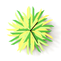 Elegant yellow / green geometric wall clock with organic look - Haystack fresh - $139.00