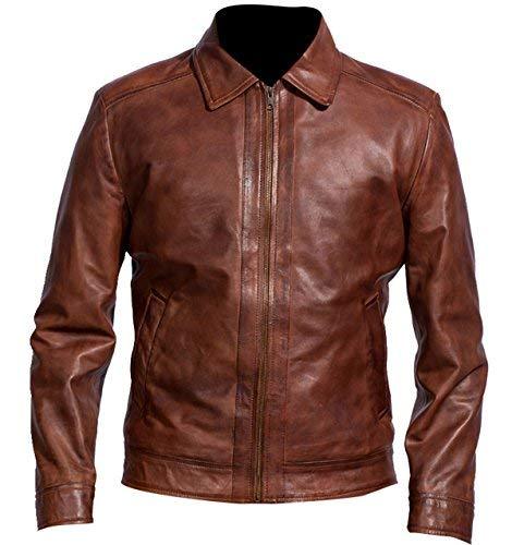 Men's Brown Slim Fit Cafe Racer Biker Motorcycle Leather Vintage Winter Jacket
