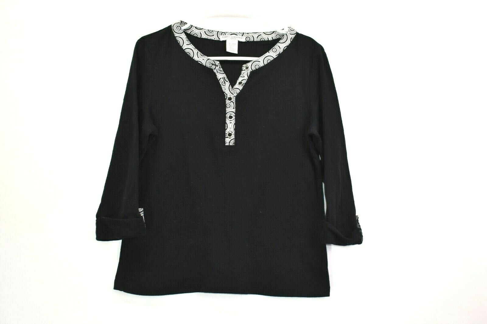 Rebecca Malone Petite Women's Large 3/4 Sleeve Button Neck Top - Tops ...