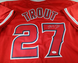MIKE TROUT / AUTOGRAPHED LOS ANGELES ANGELS RED CUSTOM BASEBALL JERSEY / COA image 1