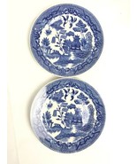 VINTAGE BLUE WILLOW  Porcelain SAUCER PLATES 6 SET OF 2 Made In Japan - $9.99