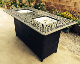 Outdoor Propane Fire Pit bar height double burner table Elisabeth aluminum patio image 11