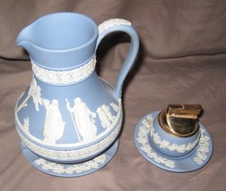 FLAME CREST Ancient Greece GREEK Theme Jug Plates Petroleum Lighter Asht... - $175.00