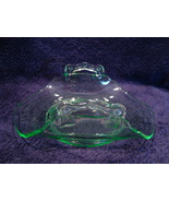 Green Vaseline Glass bon bon dish with handles. - $25.00