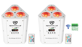 2 Rockville RockWedge LED RGBWA+UV Rechargeable Wireless DMX White Par U... - $286.99