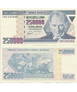 Turkey P211, 250,000 Lira, Pres. Ataturk / Kizikale fort UNC LARGE - UV ... - $4.11